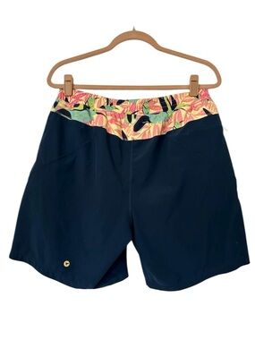 Birddogs Lined Printed Accent Hybrid Gym Shorts Stretch Mens Large Navy